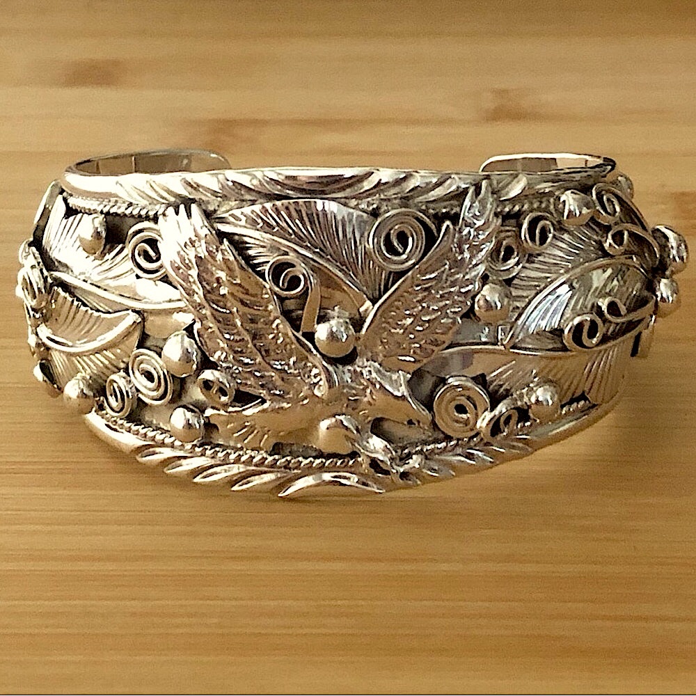 $318 Navajo Signed Running Bear Estate Cuff 77.58gr. Jimison Ben STERLING - Picture 10 of 10